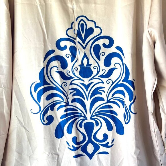 Ethnic Dashiki Coat Beige and Blue Shirt Size L - Picture 3 of 9